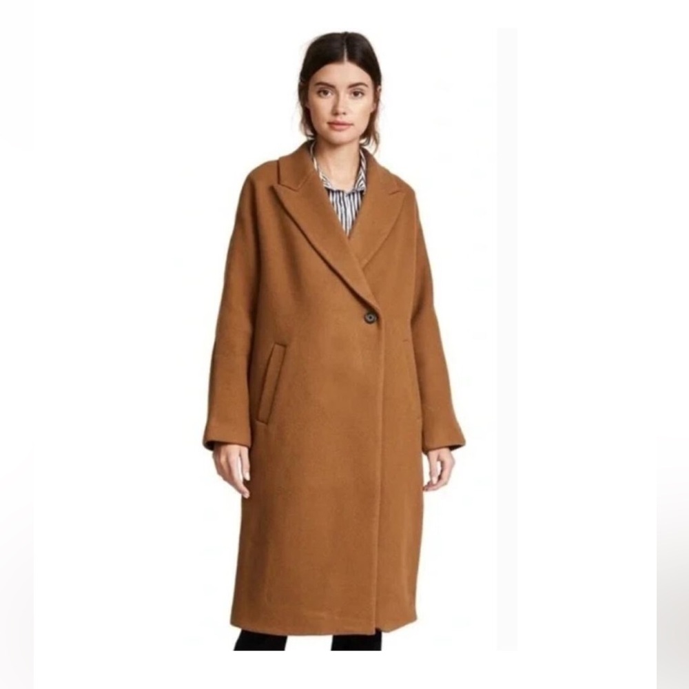 Madewell burnished cedar brown atlas cocoon pea coat